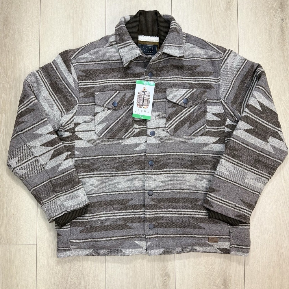 Jachs NY Sherpa Lined Aztec Southwest Jacket Mens XL‎ Snap Front Wool Blend Coat